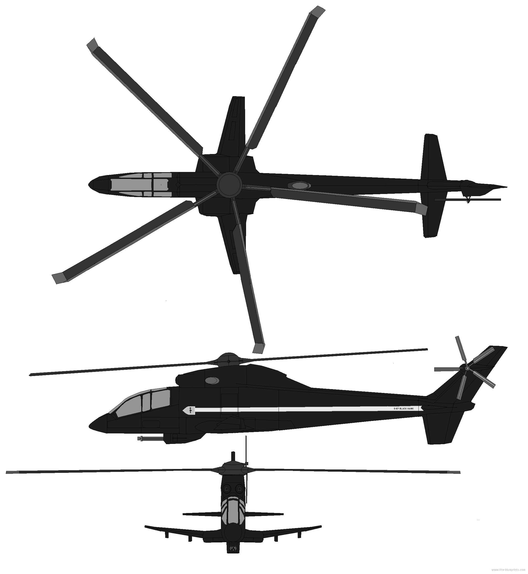 Sikorsky S-67 Blackhawk blueprints free - Outlines