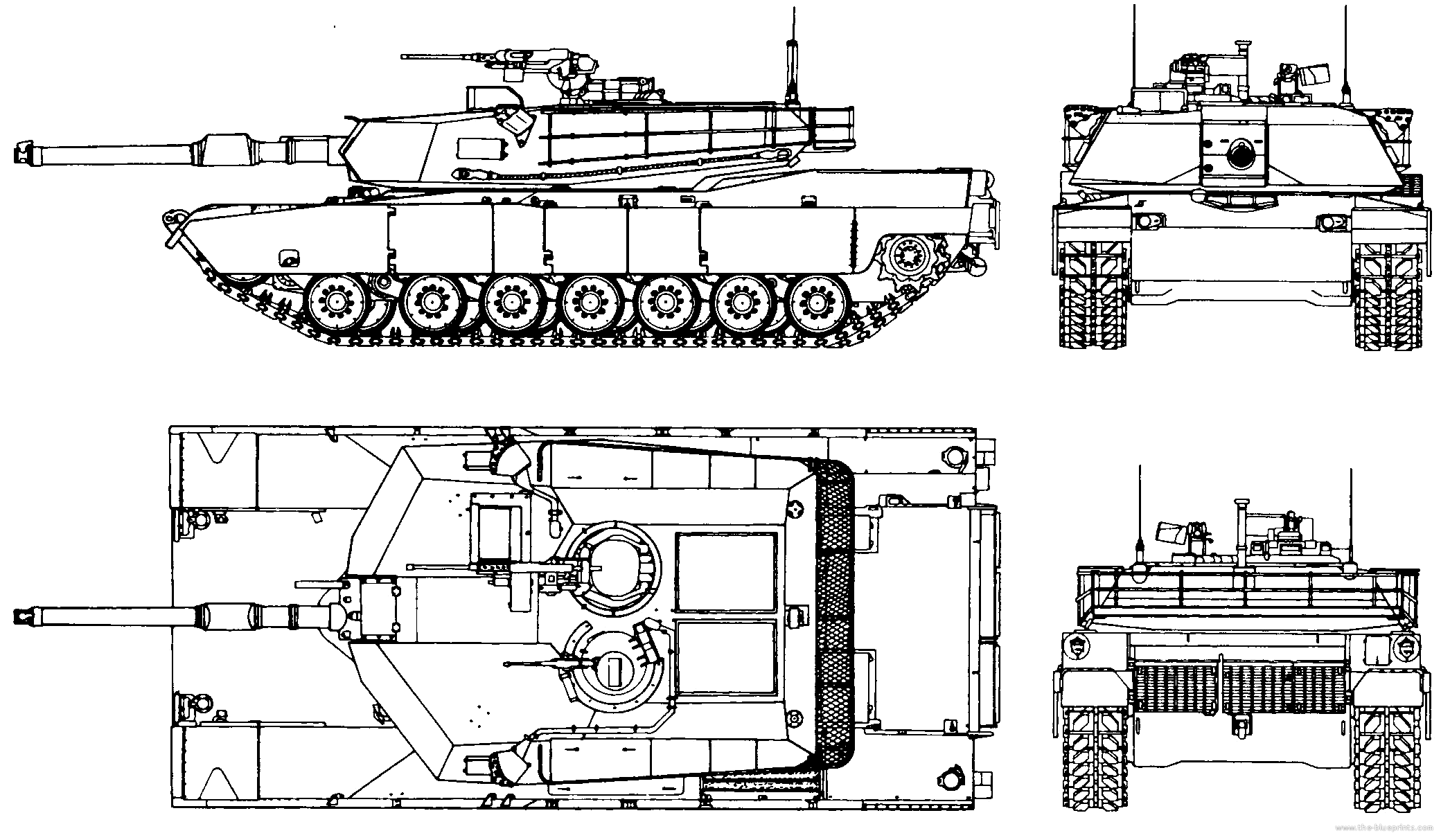 M1A1 Abrams Blueprints Free Outlines