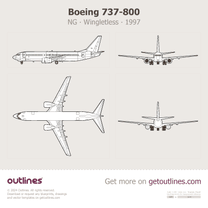 1997 Boeing 737 NG 737-800 ∙ Wingletless ∙ 1997-2020 ∙ Top View blueprint