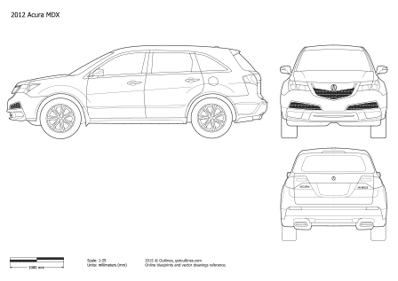 2010 Acura MDX II Facelift SUV blueprint