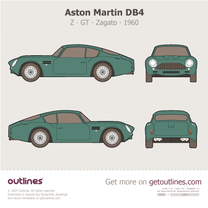 1960 Aston Martin DB4 GT Zagato Coupe blueprint