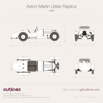 1934 Aston Martin Ulster Replica Plus dimensions / Scale 2:3 Roadster blueprint