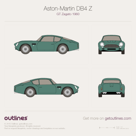 1960 Aston Martin DB4 GT Zagato Coupe blueprint