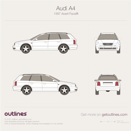 1997 Audi A4 B5 Avant Wagon blueprints and drawings