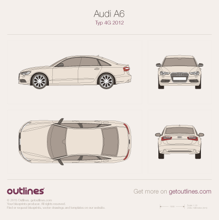 2011 Audi A6 C7 Sedan blueprints and drawings