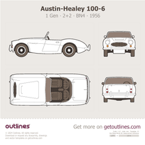 1956 Austin-Healey 100/6 BN4 (2+2) Top View Roadster blueprint