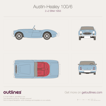 1956 Austin-Healey 100/6 BN4 (2+2) + interior Roadster blueprint