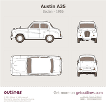 1956 Austin A35 Top View Sedan blueprint