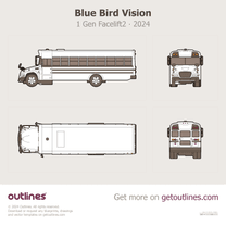 2024 Blue Bird Vision 1 Gen Facelift2 Type C ∙ School Bus ∙ Top View Bus blueprint