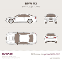 2000 BMW M3 E46 Top View Coupe blueprint