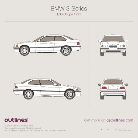 BMW E36 M3 Coupe vector Template