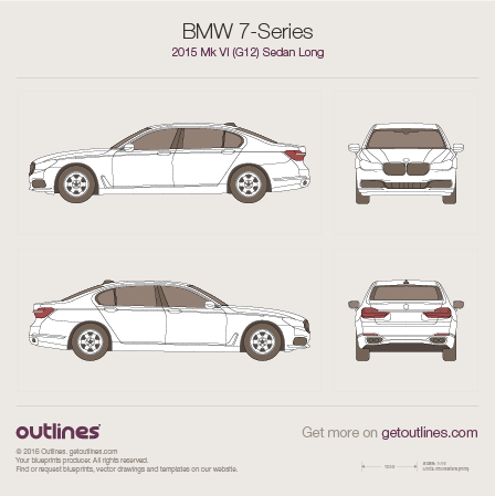 2015 BMW 7-Series Long G12 Sedan blueprints and drawings