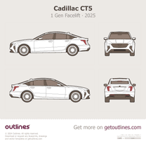 2025 Cadillac CT5 1 Gen Facelift Sedan blueprint