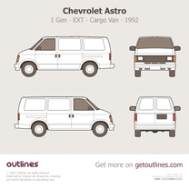 1992 Chevrolet Astro 1 Gen Facelift EXT Cargo Van blueprint