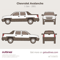 2001 Chevrolet Avalanche 1 Gen ∙ GMT805 Pickup Truck blueprint