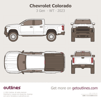 2023 Chevrolet Colorado 3 Gen WT ∙ Top View Pickup Truck blueprint