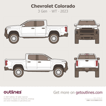 2023 Chevrolet Colorado 3 Gen WT ∙ Top View Pickup Truck blueprint