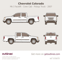 2007 Chevrolet Colorado 1 Gen Facelift ∙ Mk I Crew Cab Pickup Truck blueprint
