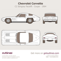 1964 Chevrolet Corvette C2 Stingray ∙ Facelift Top View Coupe blueprint