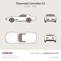 1968 Chevrolet Corvette C3 Top View Coupe blueprint