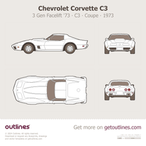1973 Chevrolet Corvette C3 Facelift '73 Top View Coupe blueprint