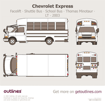 2004 Chevrolet Express 4500 Shuttle Bus ∙ School Bus ∙ Facelift '03 Thomas Minotaur ∙ LT ∙ G4500 ∙ Top View Heavy Truck blueprint