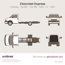 2003 Chevrolet Express Cutaway ∙ Facelift '03 139 WB ∙ DRW ∙ LT ∙ CA Chassis ∙ Top View Heavy Truck blueprint