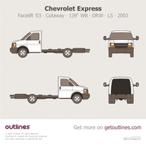 2003 GMC Savana Cutaway ∙ Facelift '03 139 WB ∙ DRW ∙ LS ∙ WT ∙ CA Chassis Heavy Truck blueprint