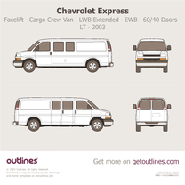 2003 GMC Savana Cargo Crew Van ∙ Facelift '03 LWB Extended ∙ EWB ∙ 60/40 Doors ∙ LT ∙ 2nd-row seat option Van blueprint