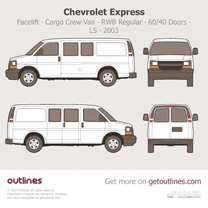 2003 Chevrolet Express Cargo Crew Van ∙ Facelift '03 RWB Regular ∙ 60/40 Doors ∙ LS ∙ 2nd-row seat option Van blueprint