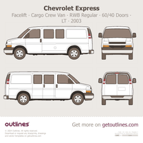 2003 GMC Savana Cargo Crew Van ∙ Facelift '03 RWB Regular ∙ 60/40 Doors ∙ LT ∙ 2nd-row seat option Van blueprint