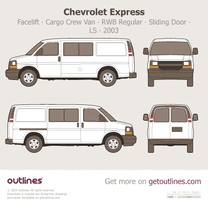 2003 Chevrolet Express Cargo Crew Van ∙ Facelift '03 RWB Regular ∙ Sliding Door ∙ LS ∙ 2nd-row seat option Van blueprint