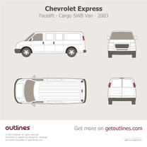 2003 Chevrolet Express Facelift Cargo SWB Top View Van blueprint