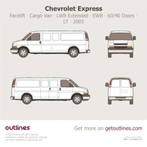 2003 Chevrolet Express Cargo Van ∙ Facelift '03 LWB Extended ∙ EWB ∙ 60/40 Doors ∙ LT Van blueprint
