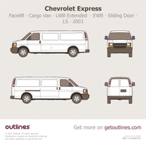 2003 GMC Savana 3500 Cargo Van ∙ Facelift '03 LWB Extended ∙ EWB ∙ Sliding Door ∙ LS ∙ WT ∙ Work Van ∙ G3500 Van blueprint