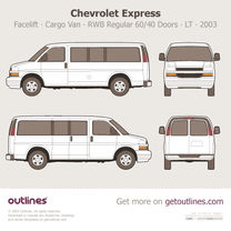 2018 Chevrolet Express Cargo Van RWB Regular  ∙ 60/40 Doors ∙ LT Van blueprint