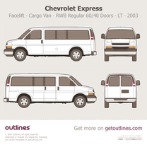 2003 Chevrolet Express Cargo Van ∙ Facelift '03 RWB Regular  ∙ 60/40 Doors ∙ LT Van blueprint