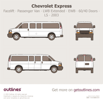 2003 Chevrolet Express 2500 Passenger Van ∙ Facelift '03 LWB Extended ∙ EWB ∙ 60/40 Doors ∙ LS ∙ G2500 Van blueprint