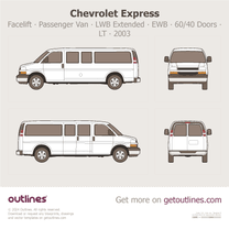 2003 Chevrolet Express Passenger Van ∙ Facelift '03 LWB Extended ∙ EWB ∙ 60/40 Doors ∙ LT Van blueprint