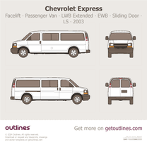 2003 Chevrolet Express 2500 Passenger Van ∙ Facelift '03 LWB Extended ∙ EWB ∙ Sliding Door ∙ LS ∙ G2500 Van blueprint