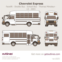 2004 Chevrolet Express 3500 Shuttle Bus ∙ School Bus ∙ Facelift '03 Thomas Minotaur ∙ LS ∙ G3500 Heavy Truck blueprint