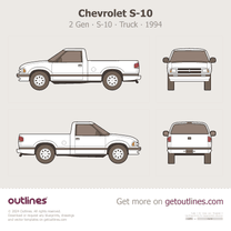 1994 Chevrolet S-10 2 Gen S10 Pickup Truck blueprint