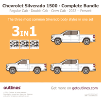 2025 Chevrolet Silverado 1500 3 in 1 Bundle ∙ User’s Choice ∙ $59 instead of $72 Including Regular, Double, and Crew Cab Pickup Truck blueprint