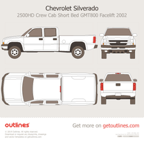 2002 Chevrolet Silverado 2500 HD Crew Cab Short Bed GMT800 Facelift Pickup Truck blueprint