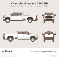 2024 Chevrolet Silverado 2500HD 4 Gen Facelift Crew Cab Long Bed ∙ WT Pickup Truck blueprint