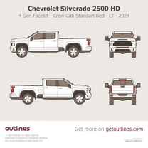 2024 Chevrolet Silverado 3500HD 4 Gen Facelift SRW ∙ Crew Cab Standard Bed ∙ LT ∙ Custom Pickup Truck blueprint