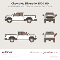 2024 Chevrolet Silverado 2500HD 4 Gen Facelift Double Cab Standard Bed ∙ WT Pickup Truck blueprint