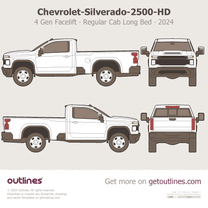 2024 Chevrolet Silverado 2500HD 4 Gen Facelift Regular Cab Long Bed ∙ WT ∙ GM Commercial Fleet ∙ Work Truck Pickup Truck blueprint