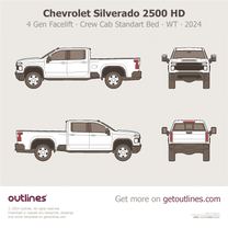 2024 Chevrolet Silverado 2500HD 4 Gen Facelift Crew Cab Standard Bed ∙ WT Pickup Truck blueprint