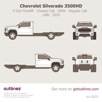 2024 Chevrolet Silverado 3500HD 4 Gen Facelift Chassis Cab ∙ Regular Cab ∙ LWB Pickup Truck blueprint